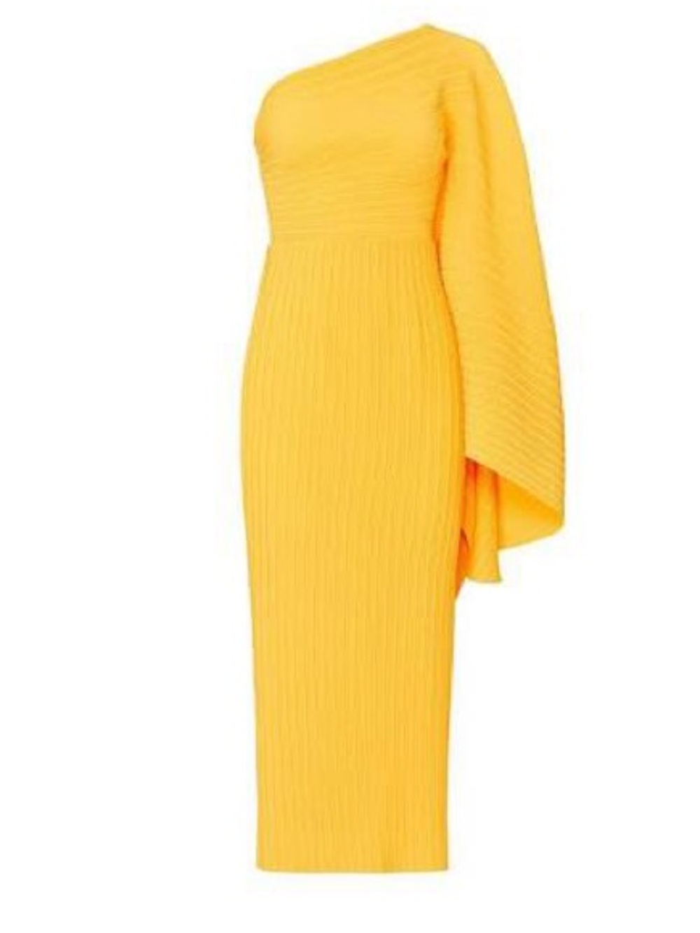 Solace London Lenna dress - One-Shoulder Yellow Pleated Midi Dress
